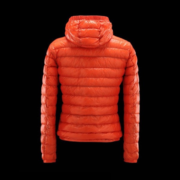 Moncler Giù arancione brillante con cappuccio Slim Donna Giacche